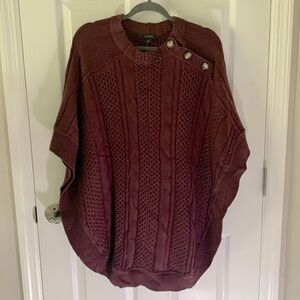 Talbots burgundy poncho/ cape cable knit size large